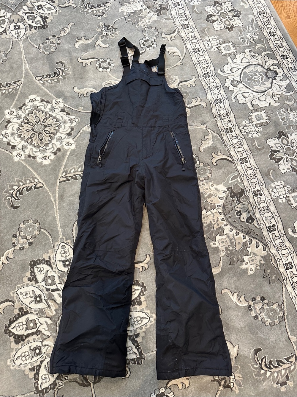 Lands' End Black Men’s Small Snow Bibs with Adjustable Straps